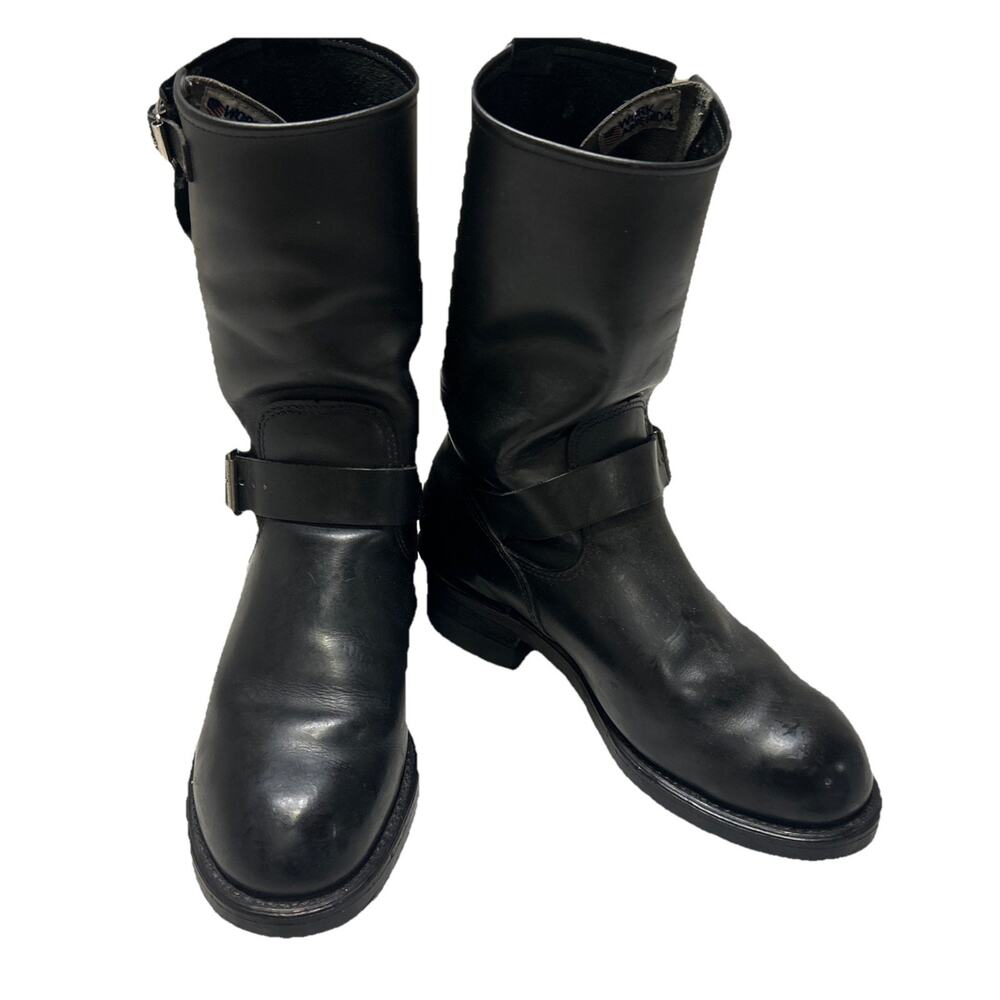 Work America Boots Size 7EE Black Engineer Leather USA Soft Toe Vibram Sole